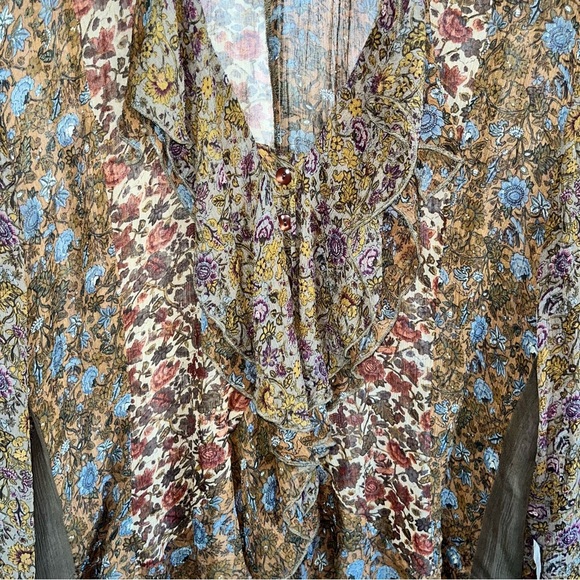 J. Jill Boho Floral Sheer Ethereal Cottage Core Blouse Women’s Large - Picture 5 of 6